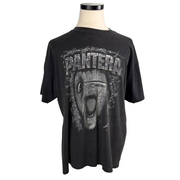 Vintage 90s Pantera Graphic T-Shirt XL Single Stitch Distressed Black - Picture 1 of 9